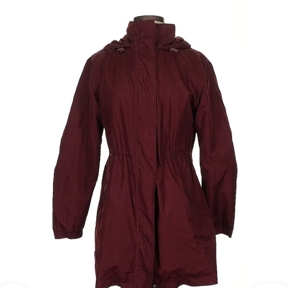 Burgundy Hooded Raincoat
